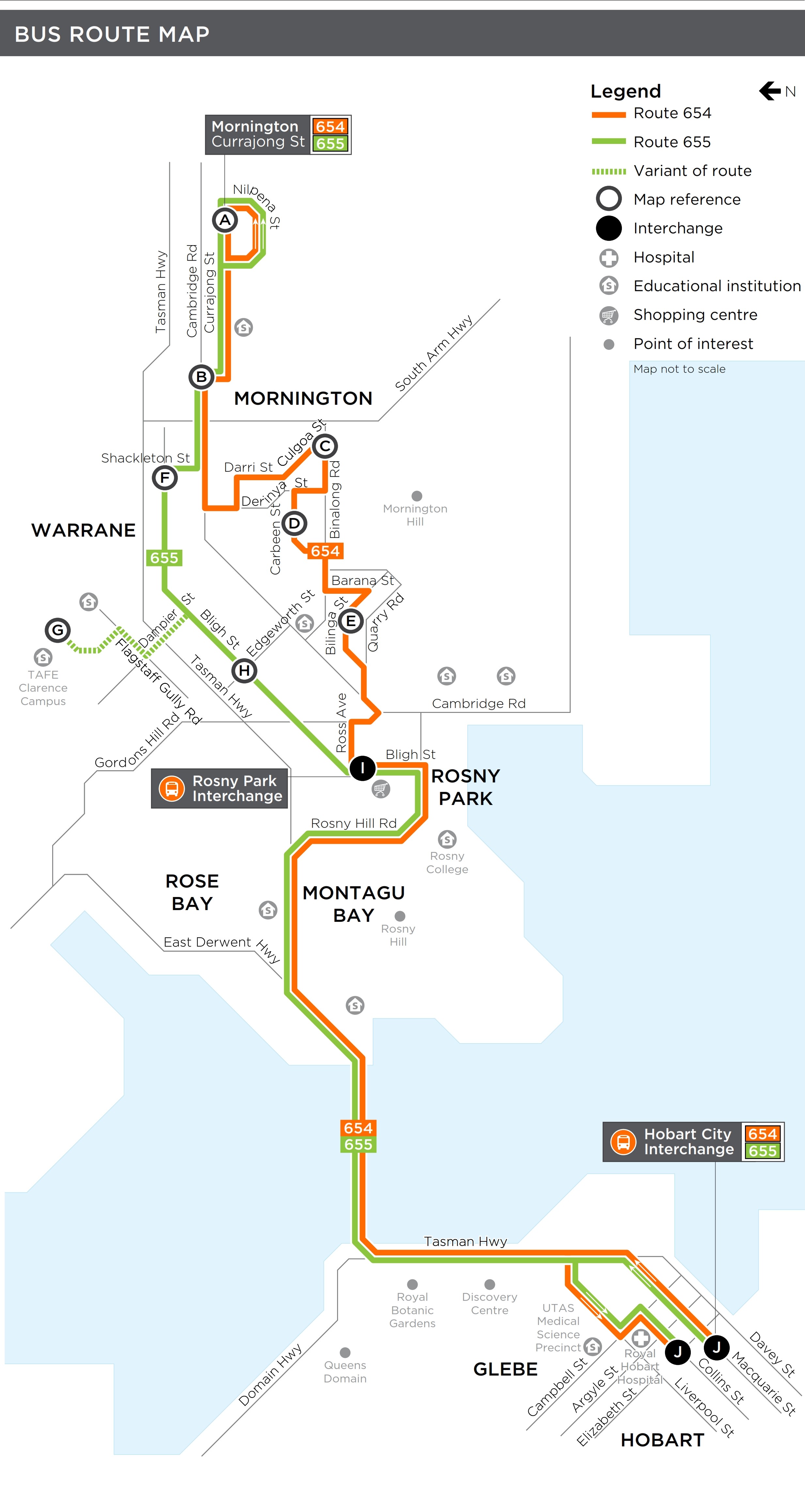 A map of the bus route