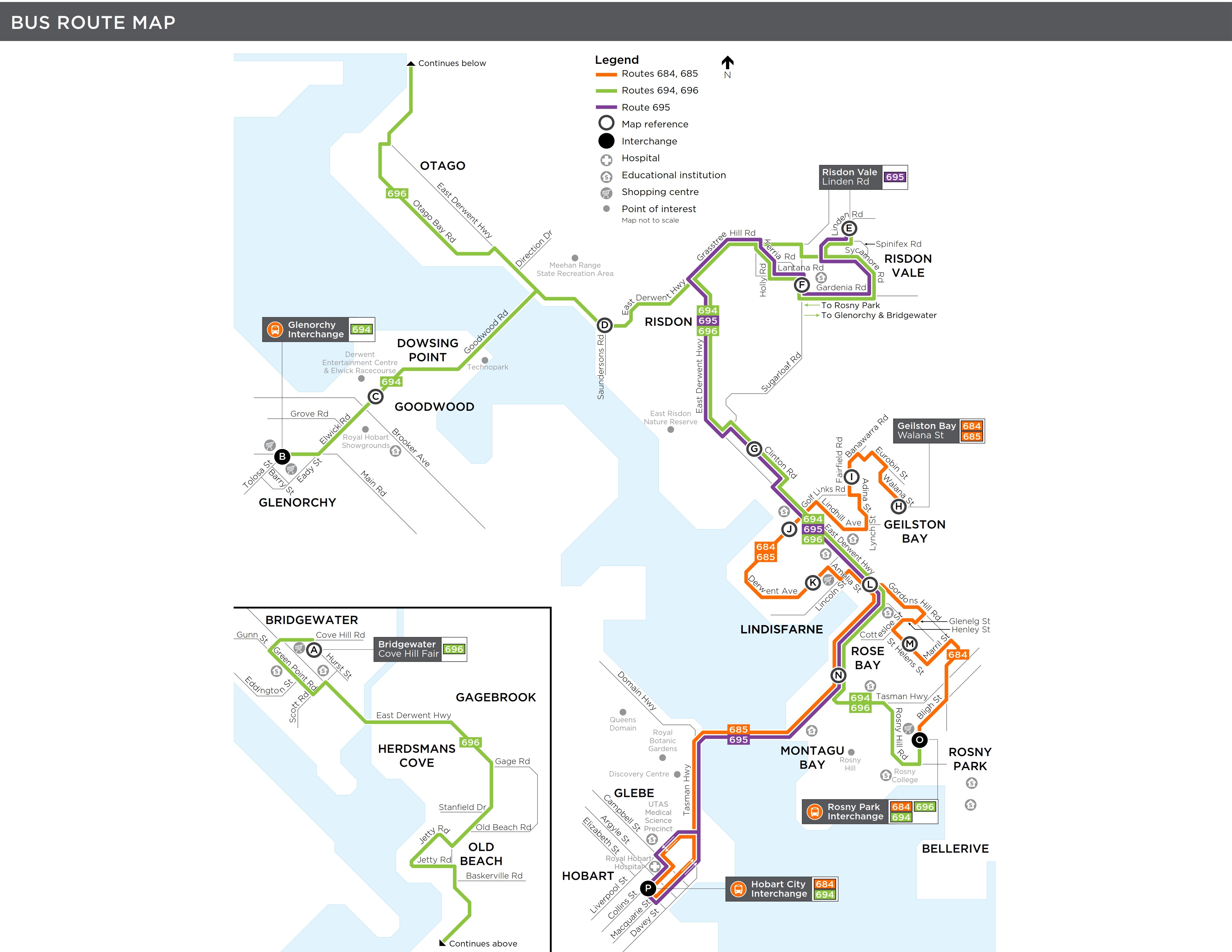 A map of the bus route