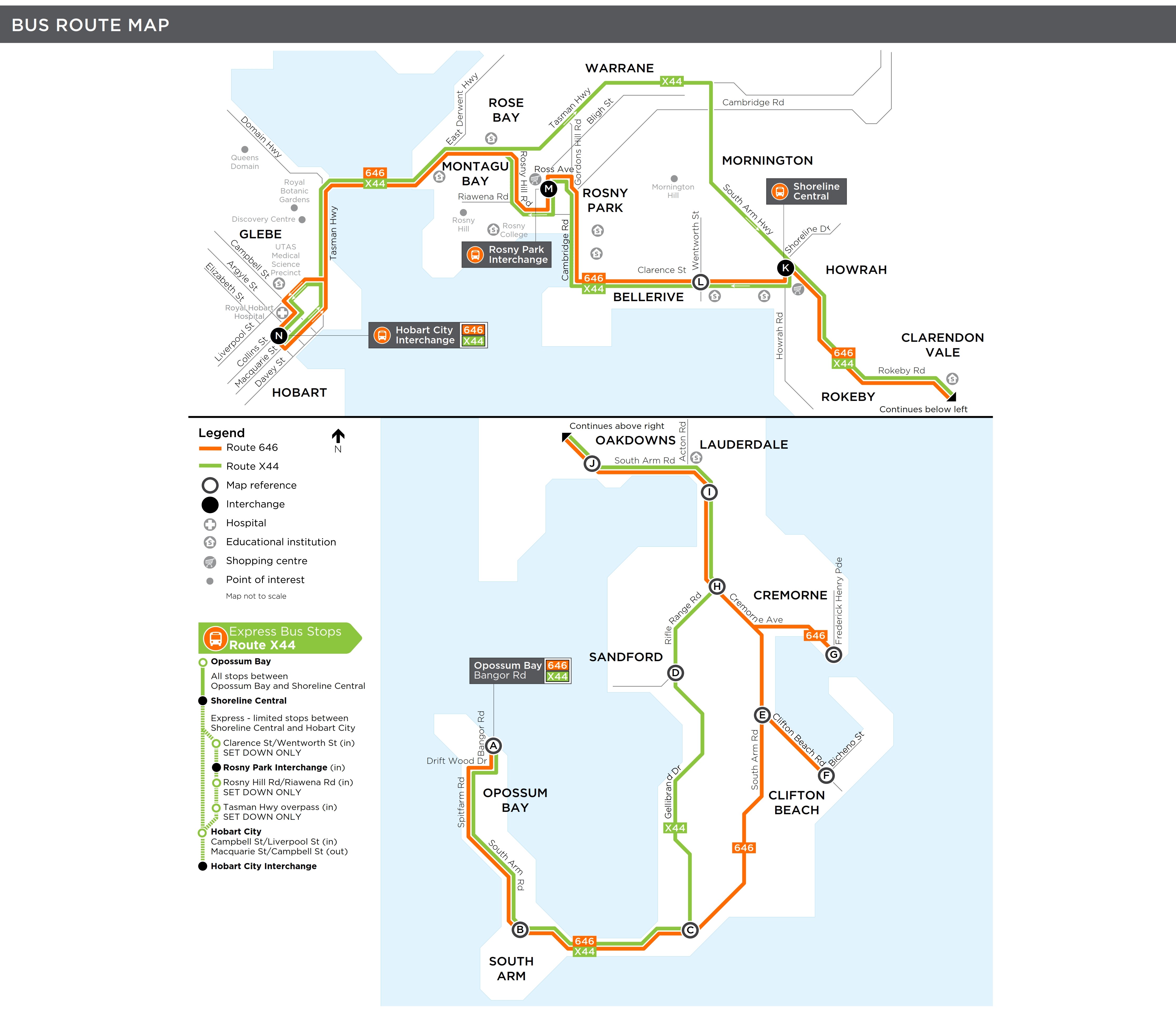 A map of the bus route