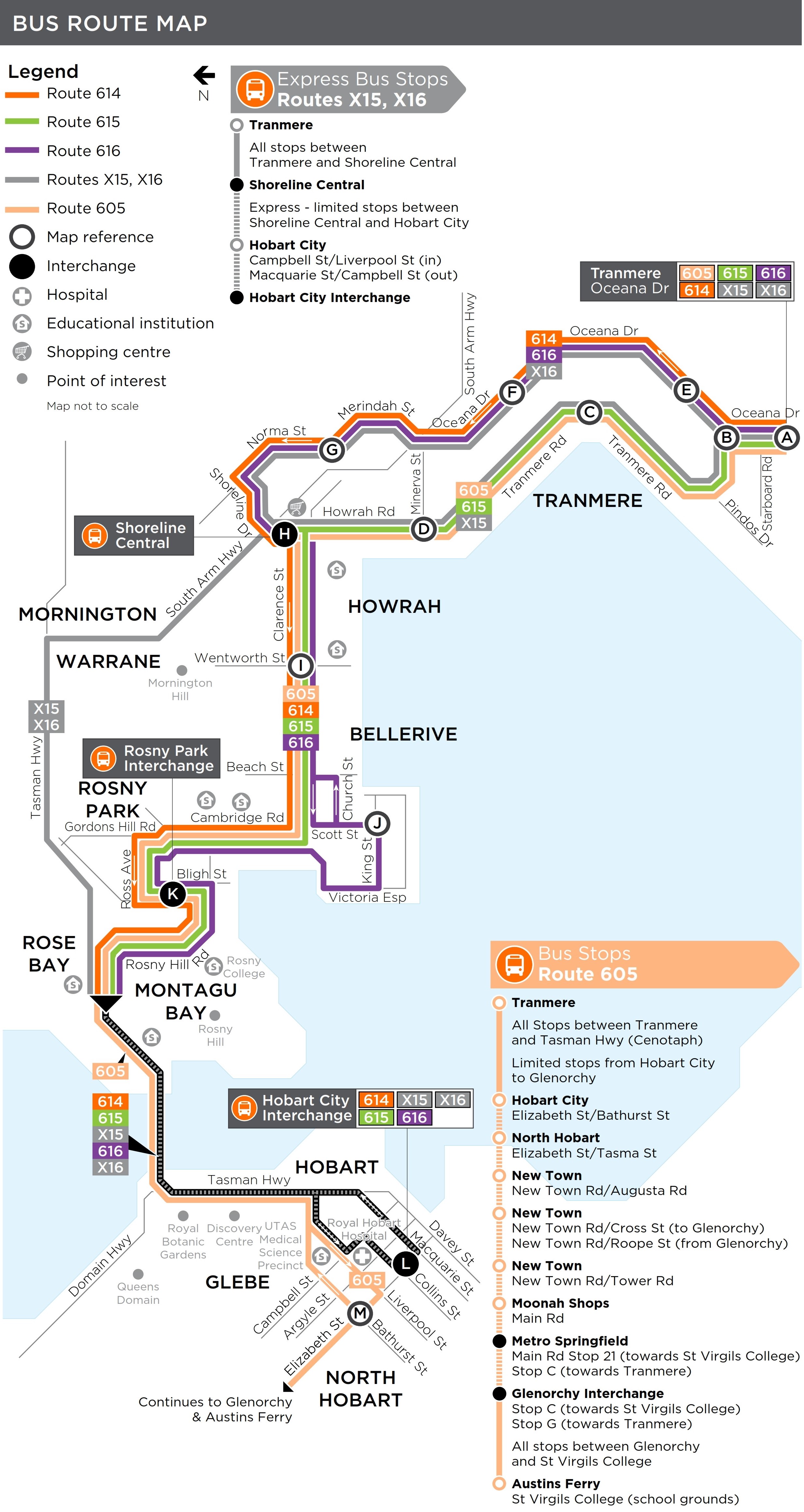 A map of the bus route