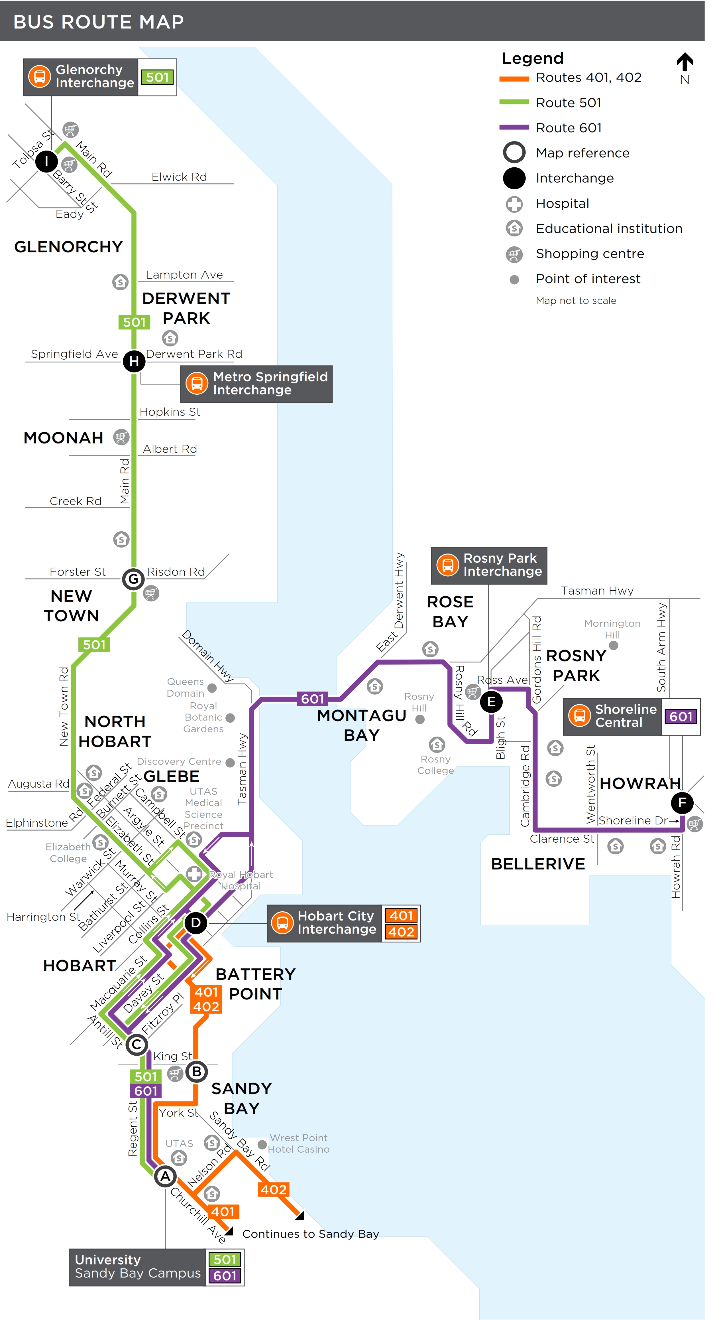 A map of the bus route