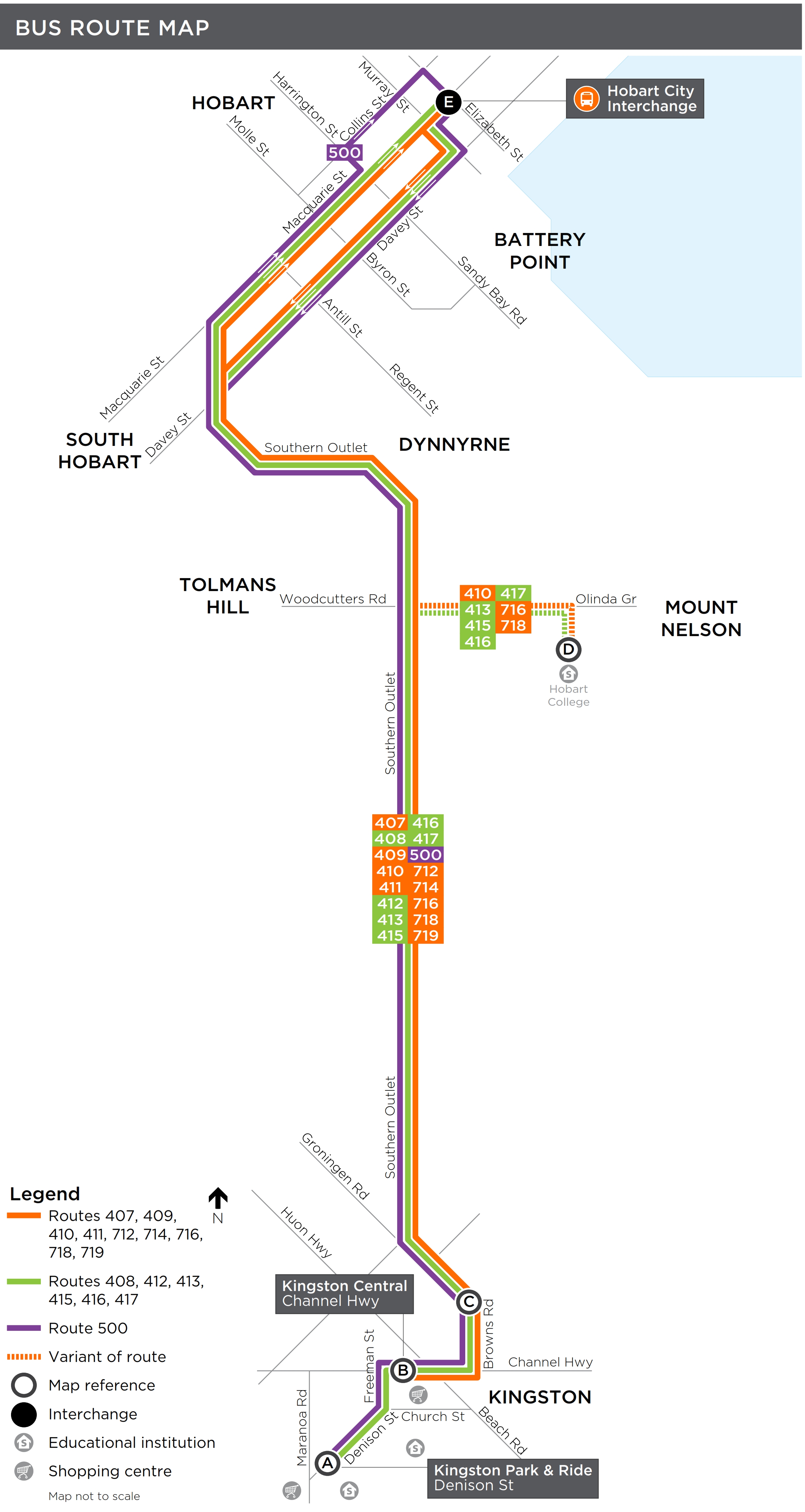 A map of the bus route
