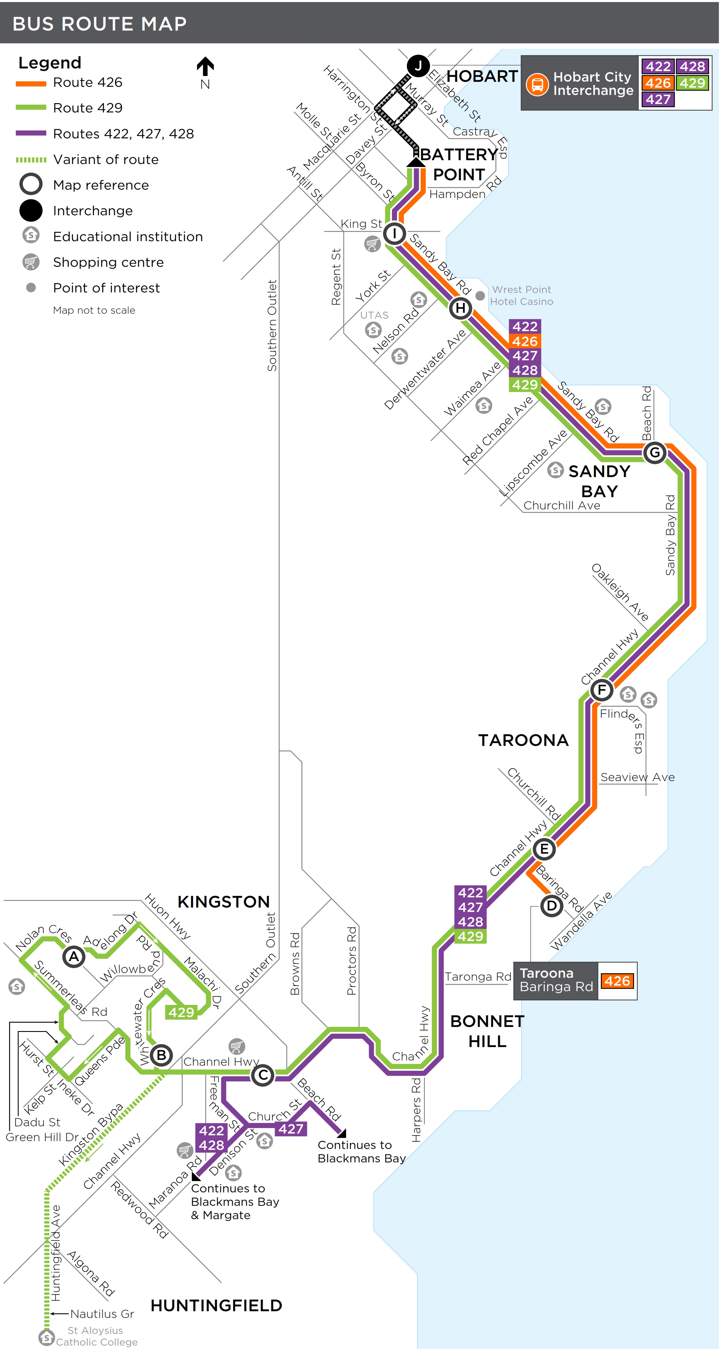 A map of the bus route