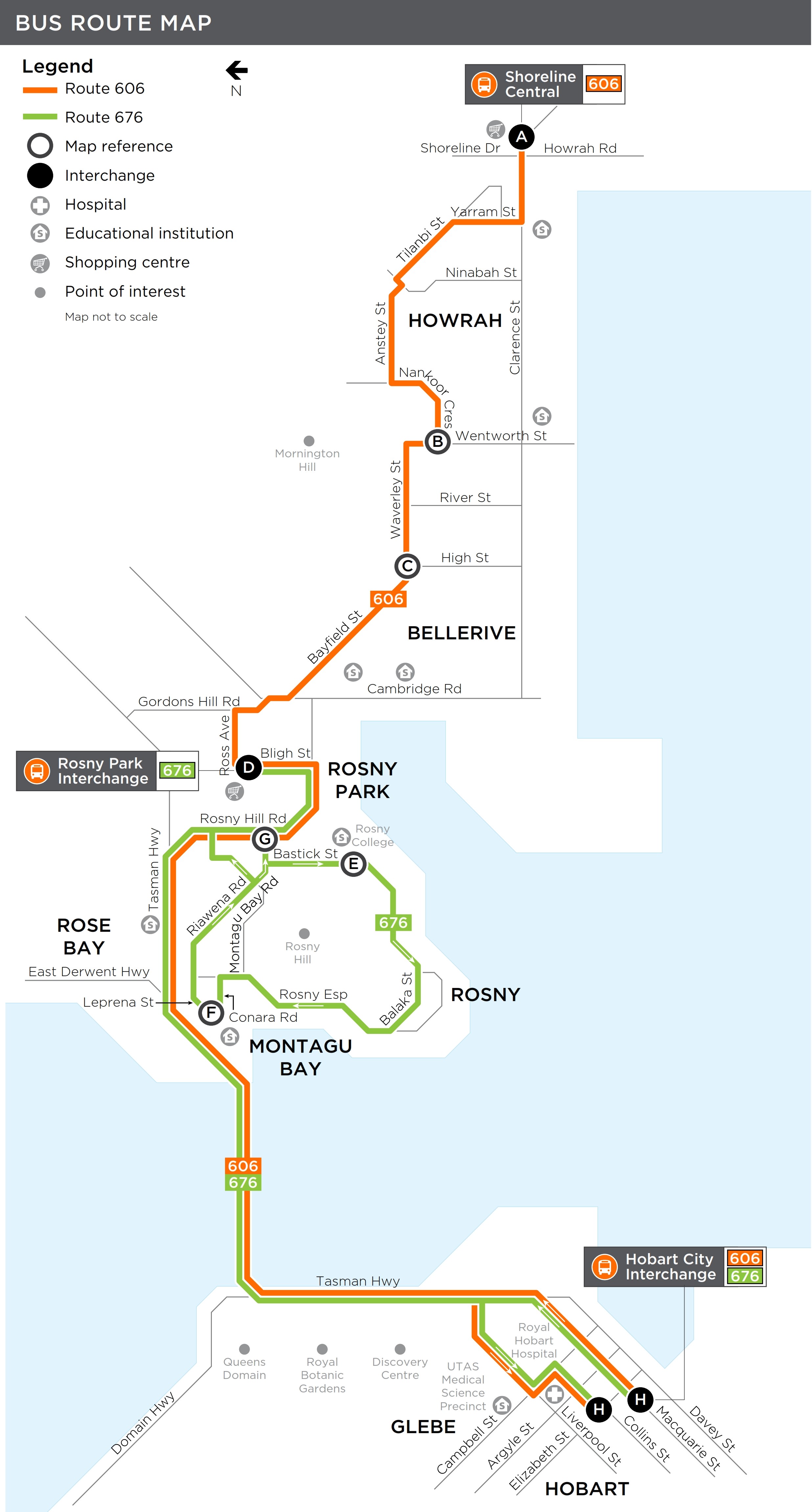 A map of the bus route