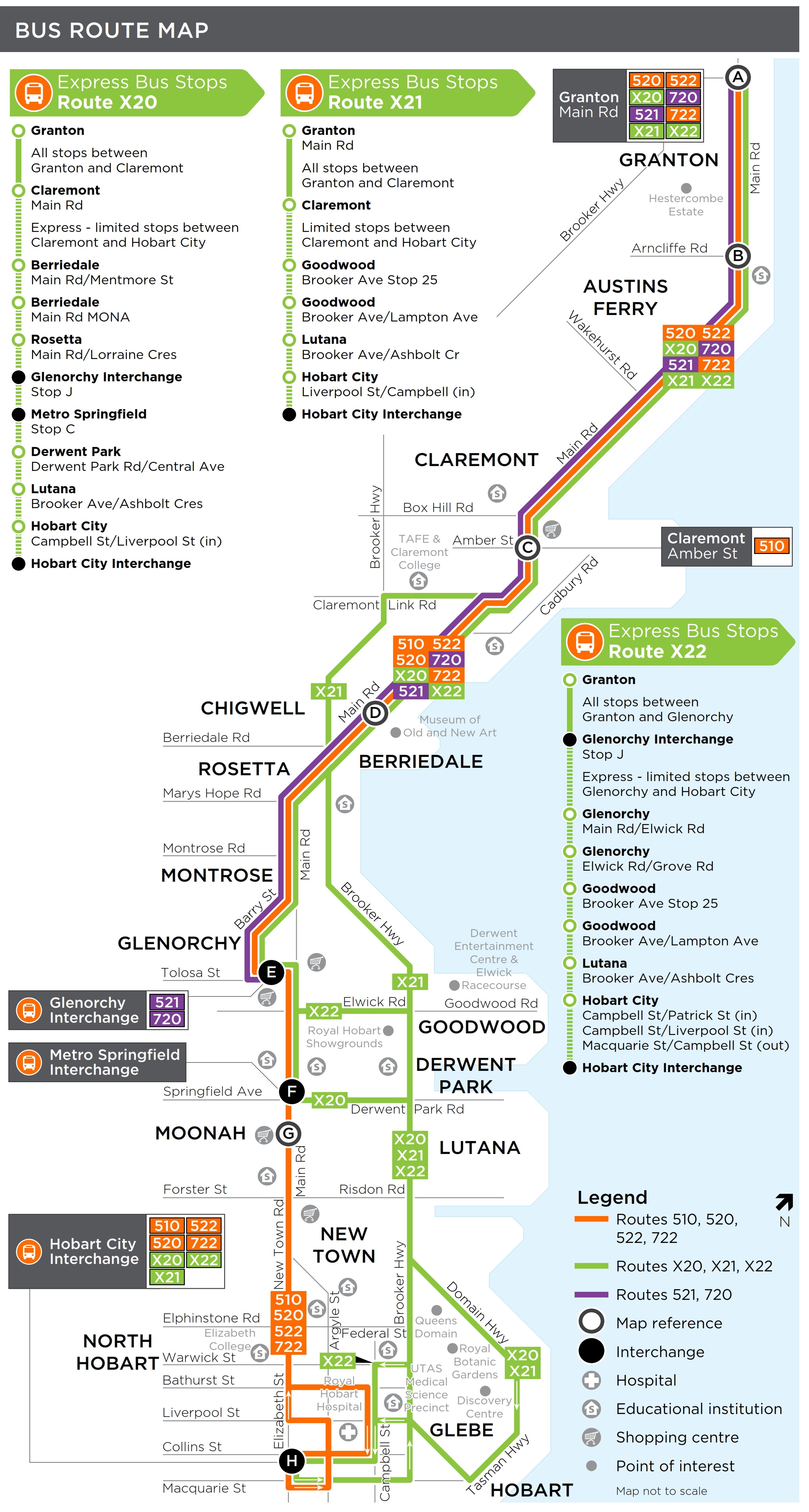 A map of the bus route
