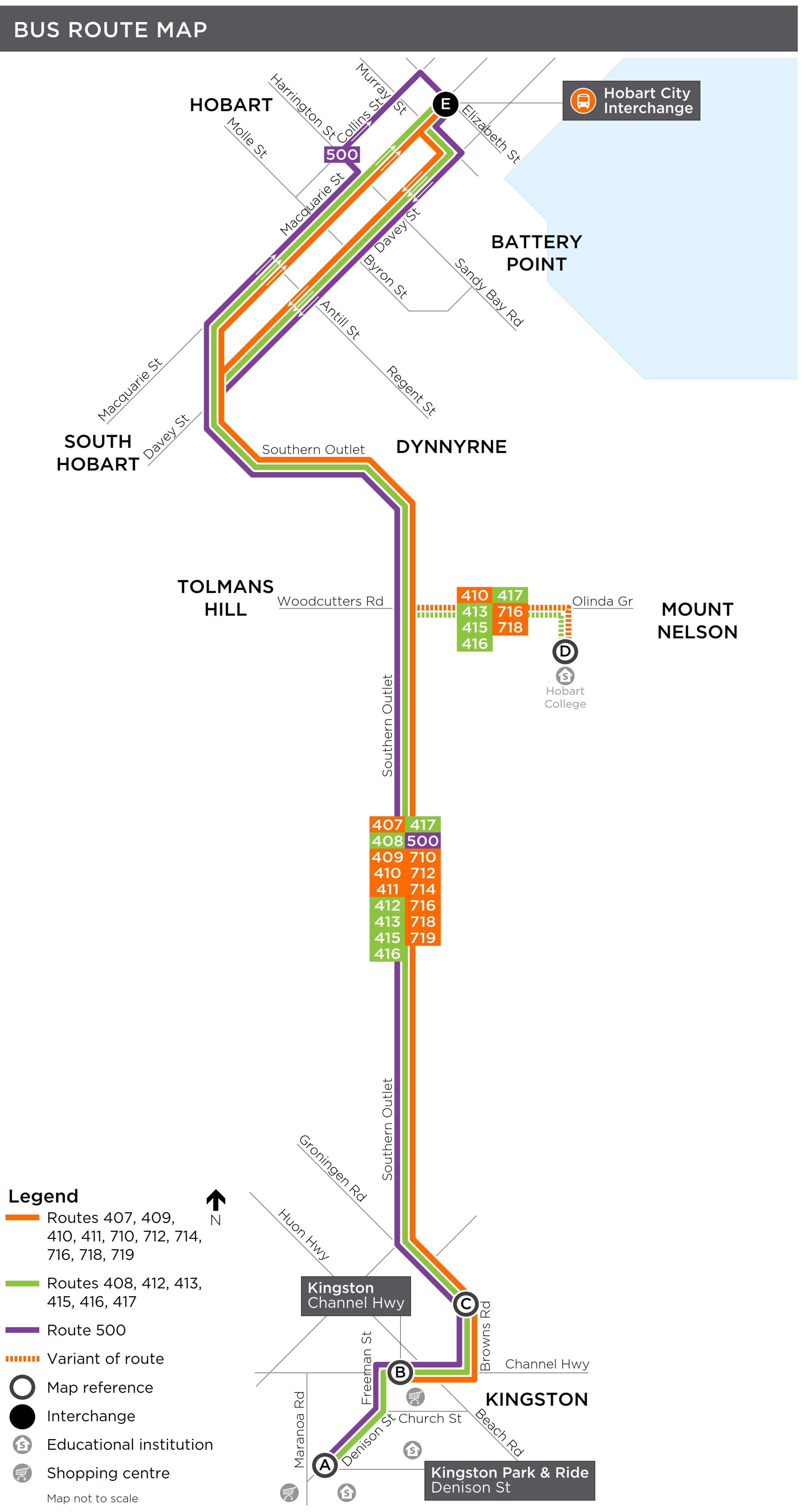 A map of the bus route