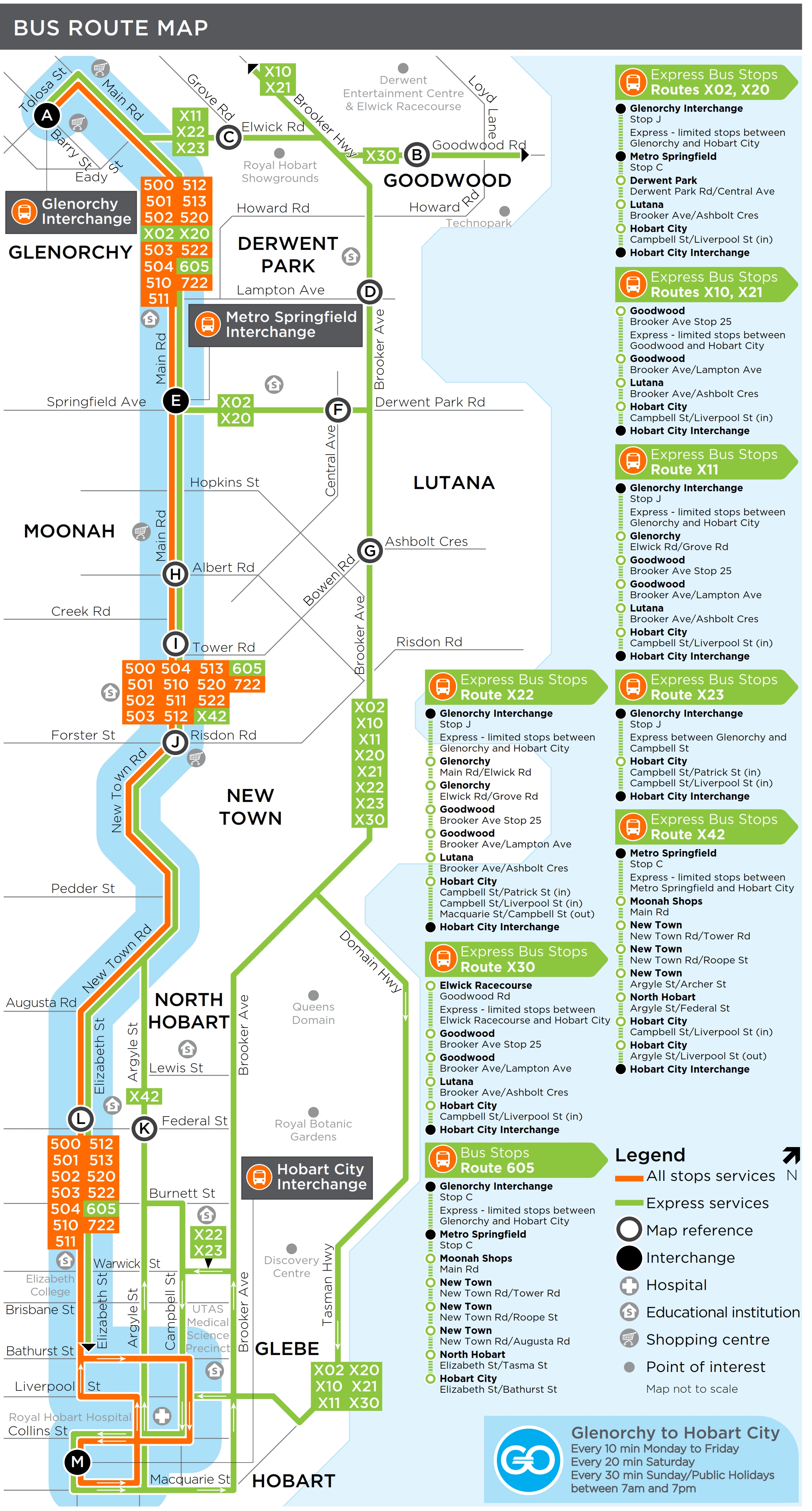 A map of the bus route