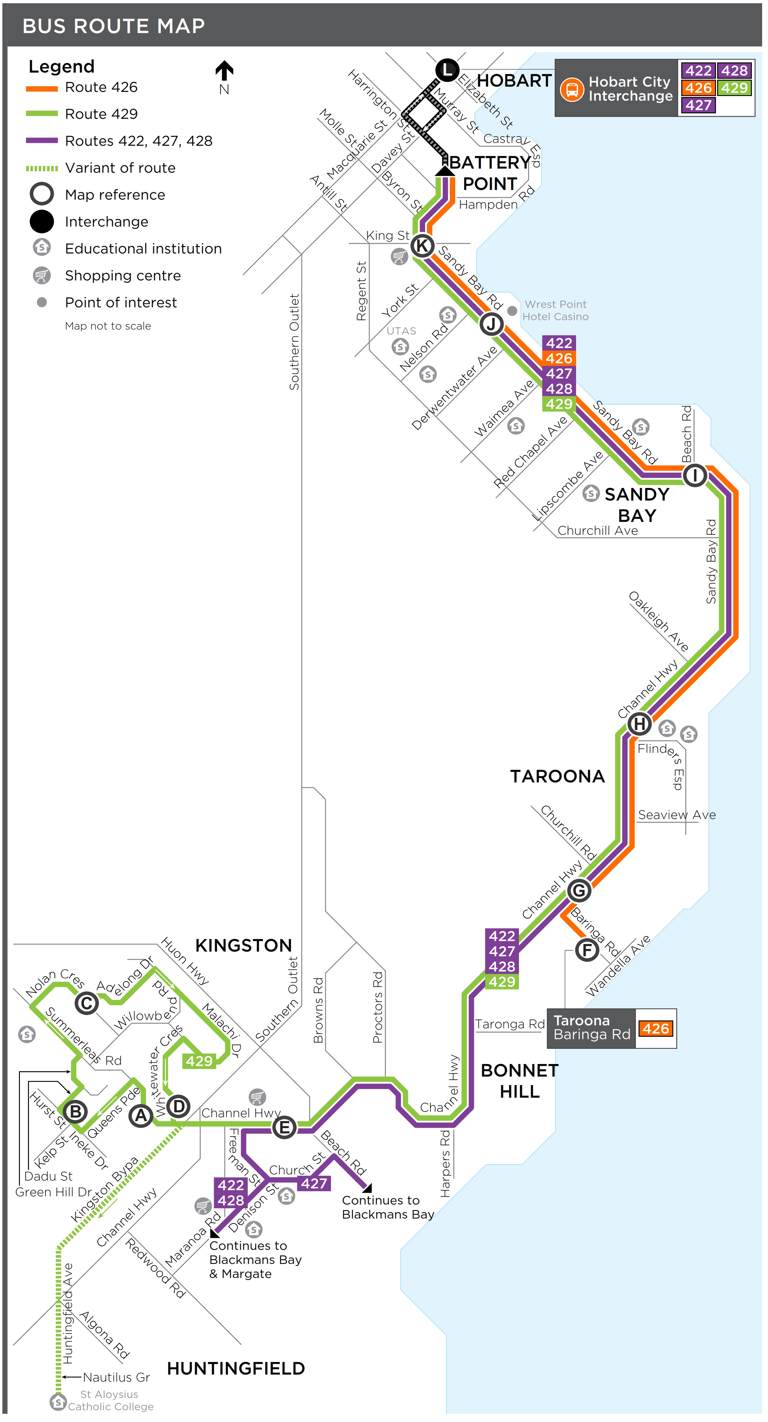 A map of the bus route