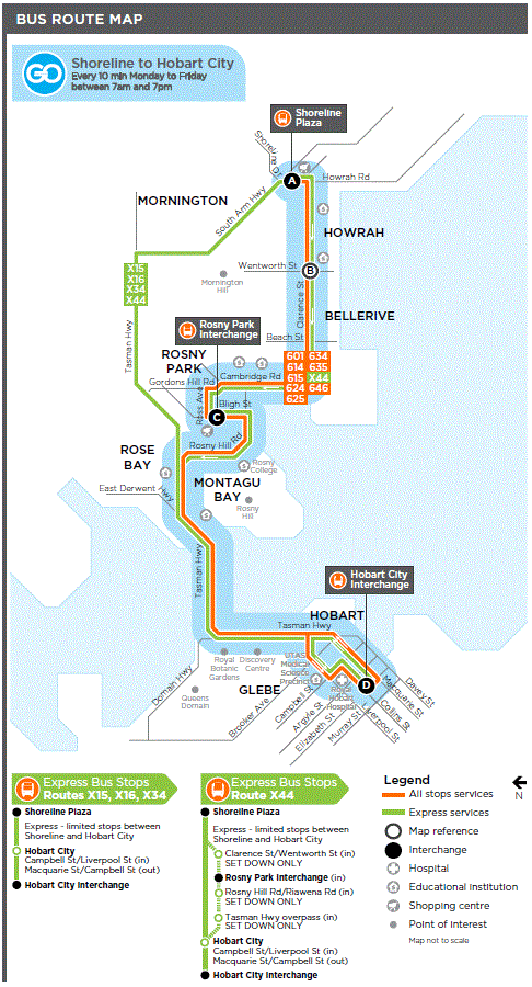 A map of the bus route