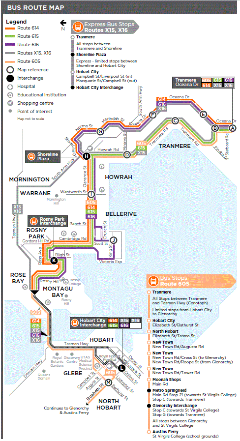A map of the bus route
