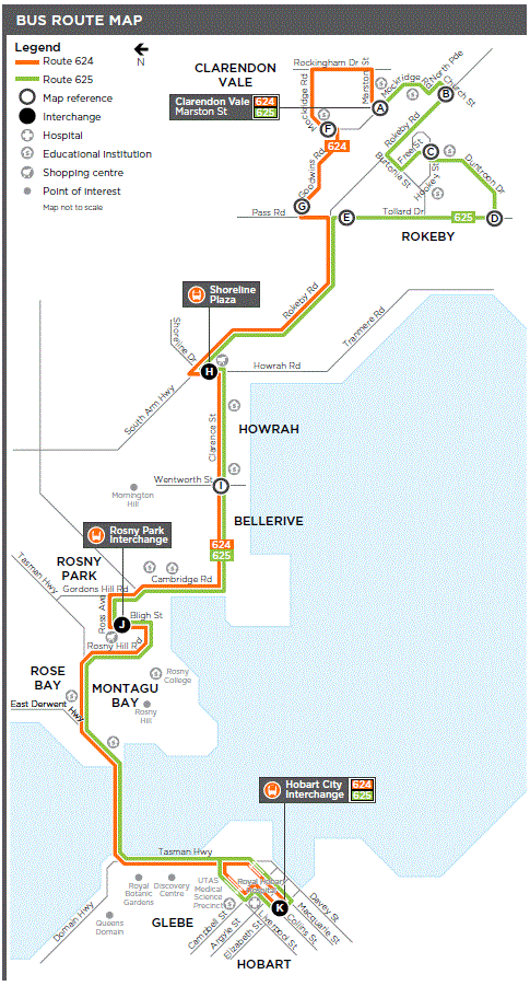 A map of the bus route