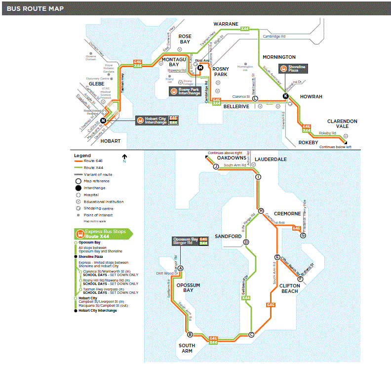 A map of the bus route