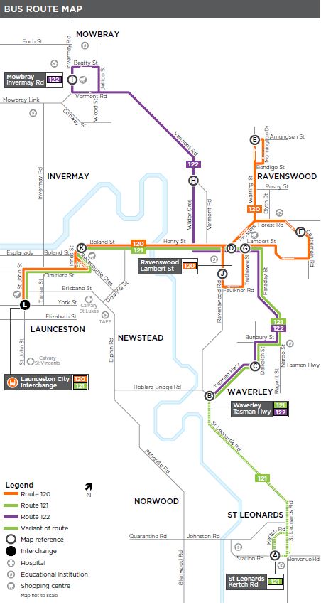 A map of the bus route