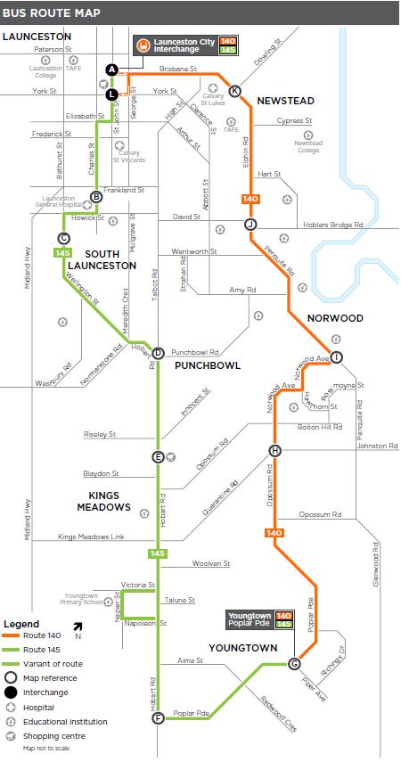 A map of the bus route