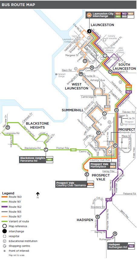 A map of the bus route