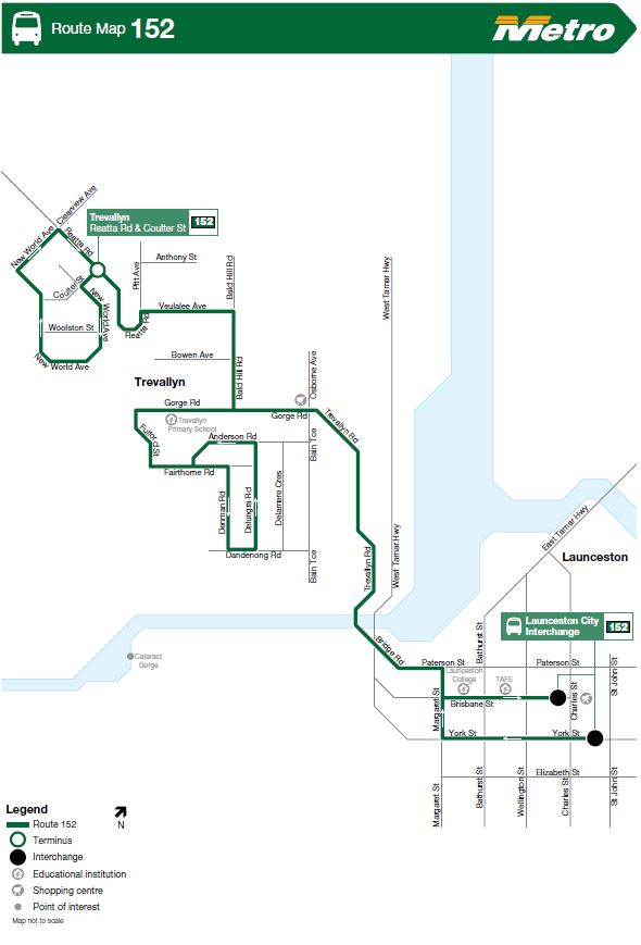 A map of the bus route