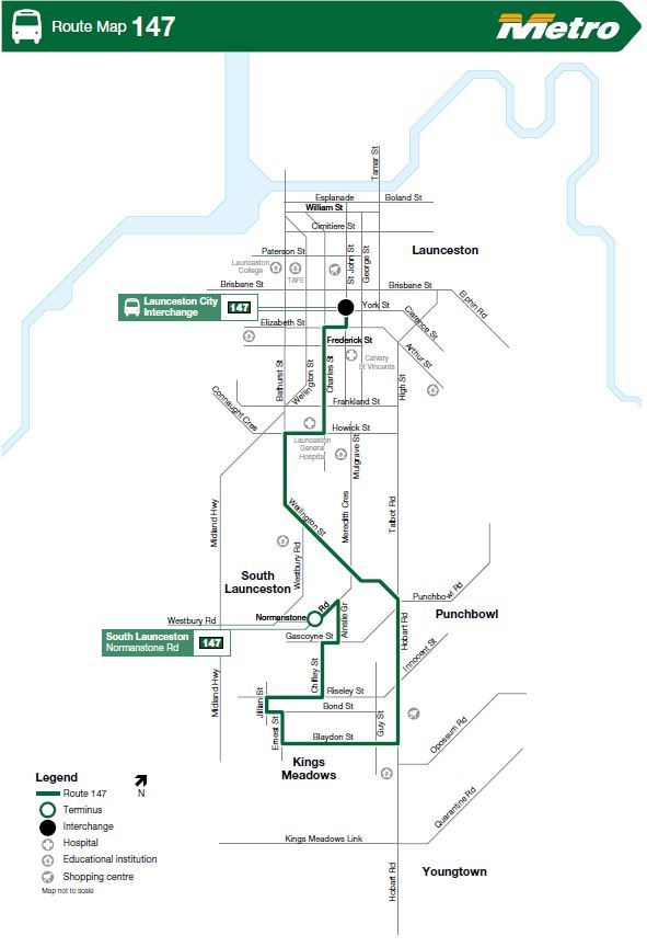 A map of the bus route