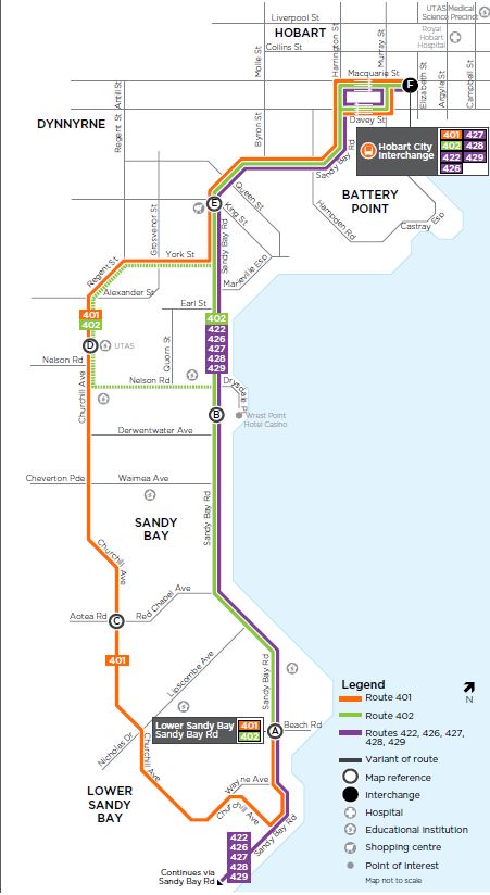A map of the bus route