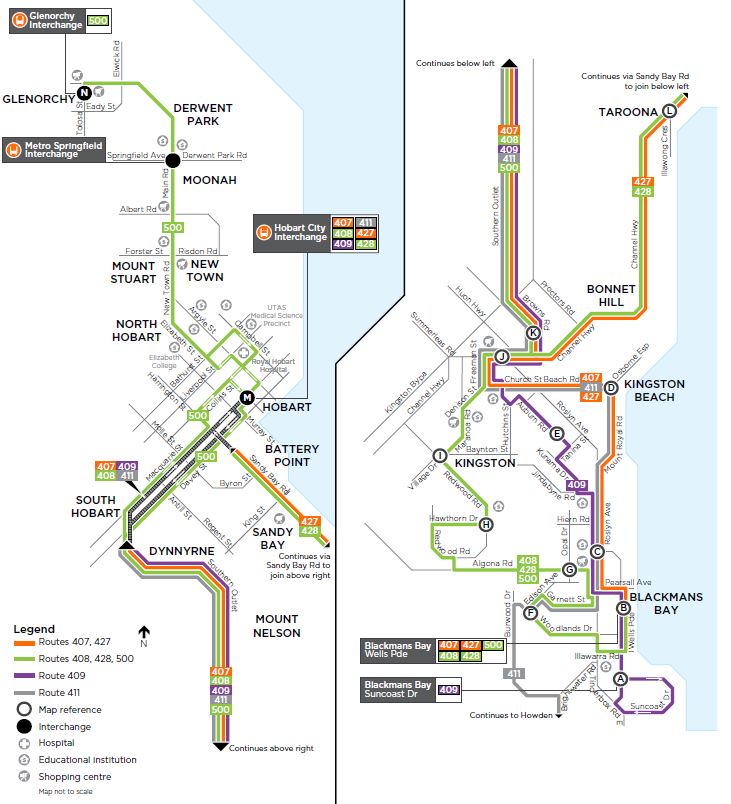 A map of the bus route