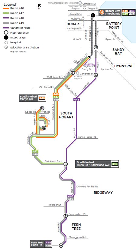 A map of the bus route