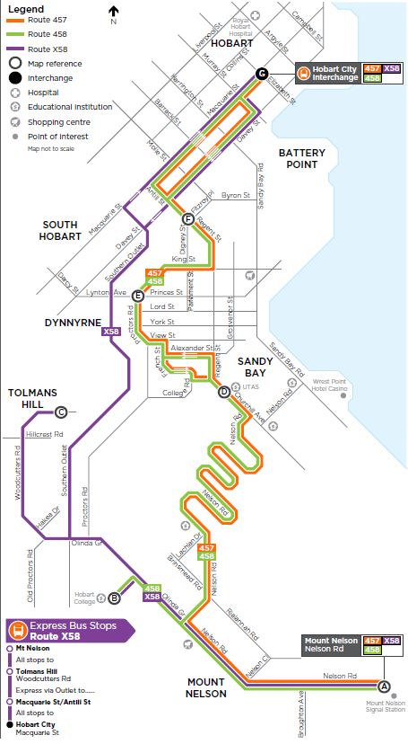 A map of the bus route