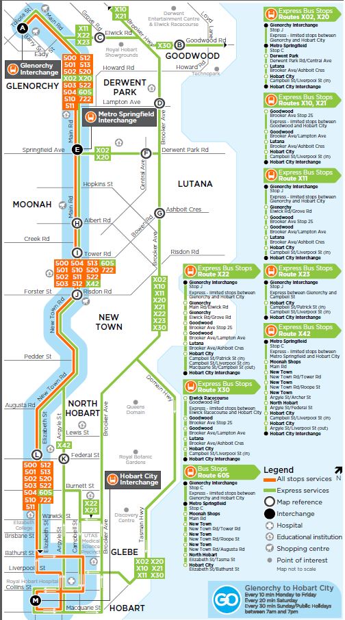 A map of the bus route