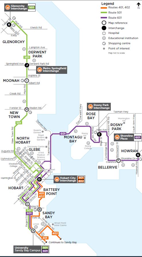 A map of the bus route