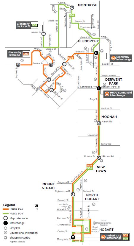 A map of the bus route