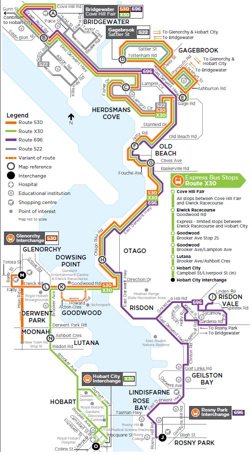 A map of the bus route