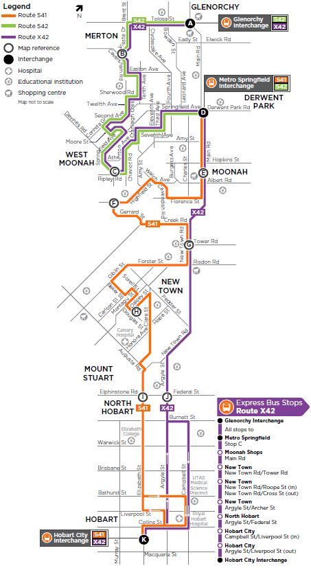 A map of the bus route