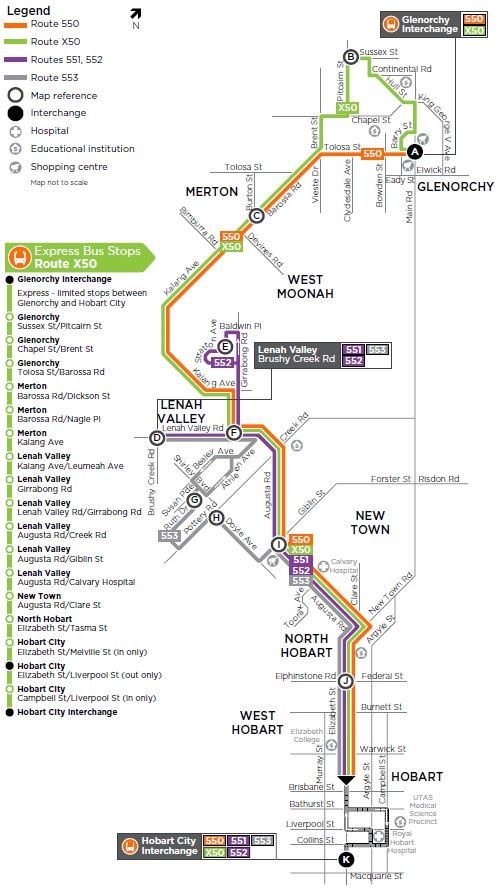 A map of the bus route