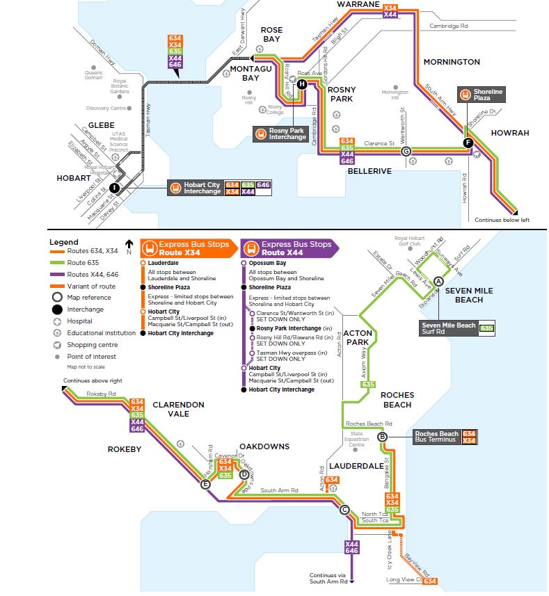 A map of the bus route