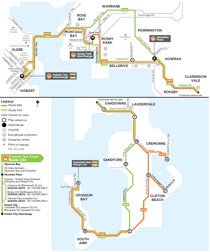 A map of the bus route