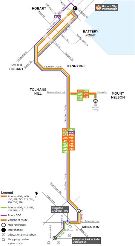 A map of the bus route