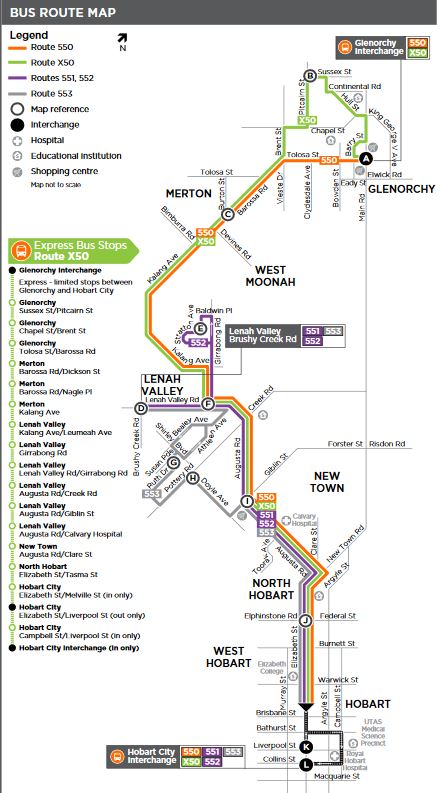 A map of the bus route