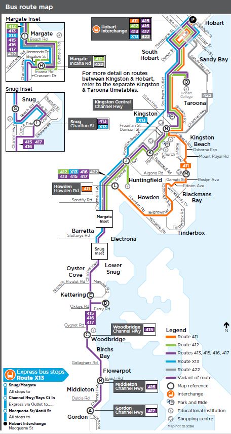 A map of the bus route