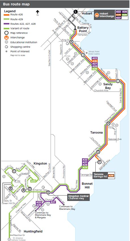 A map of the bus route