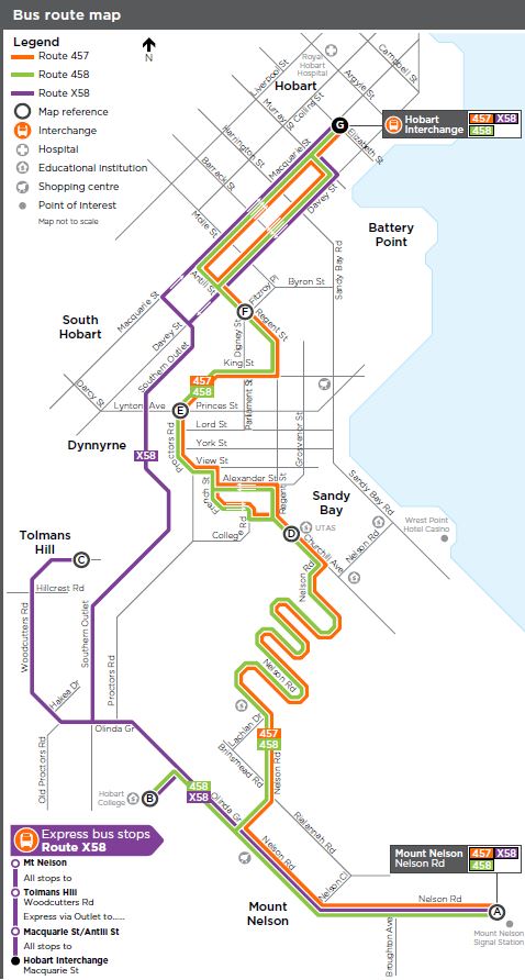 A map of the bus route