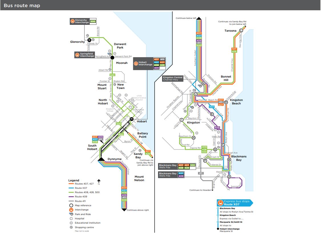 A map of the bus route