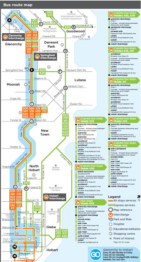 A map of the bus route