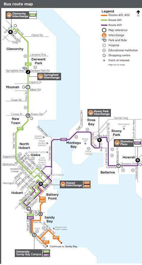 A map of the bus route