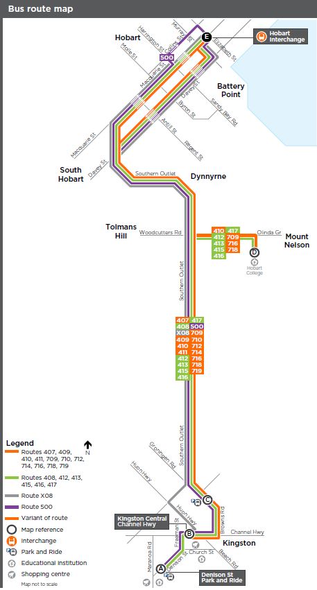 A map of the bus route