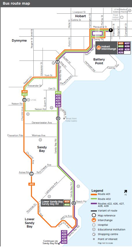 A map of the bus route