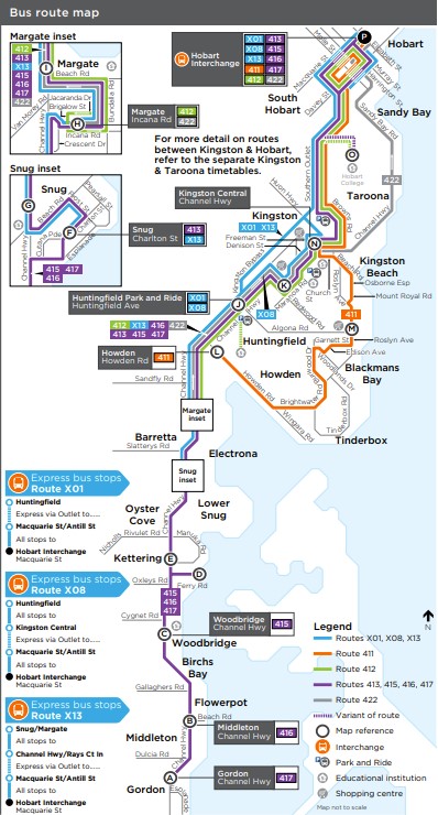 A map of the bus route