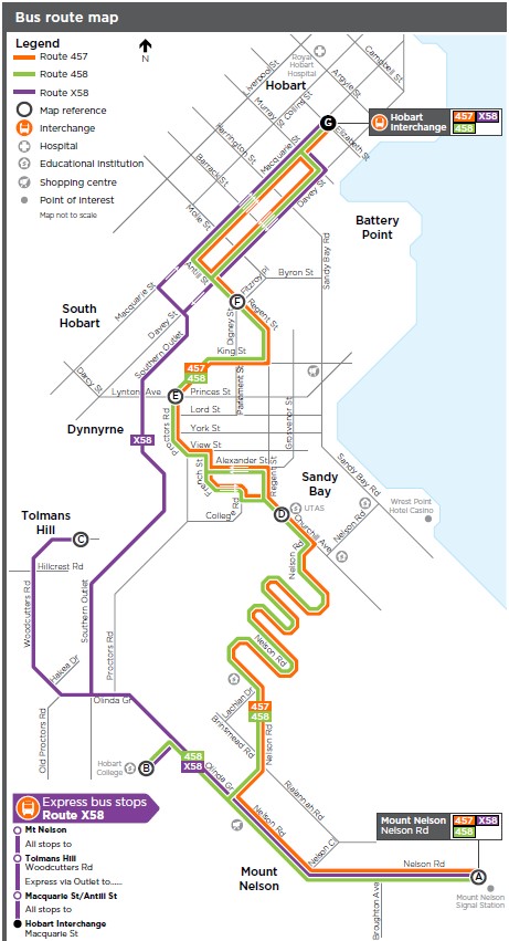 A map of the bus route