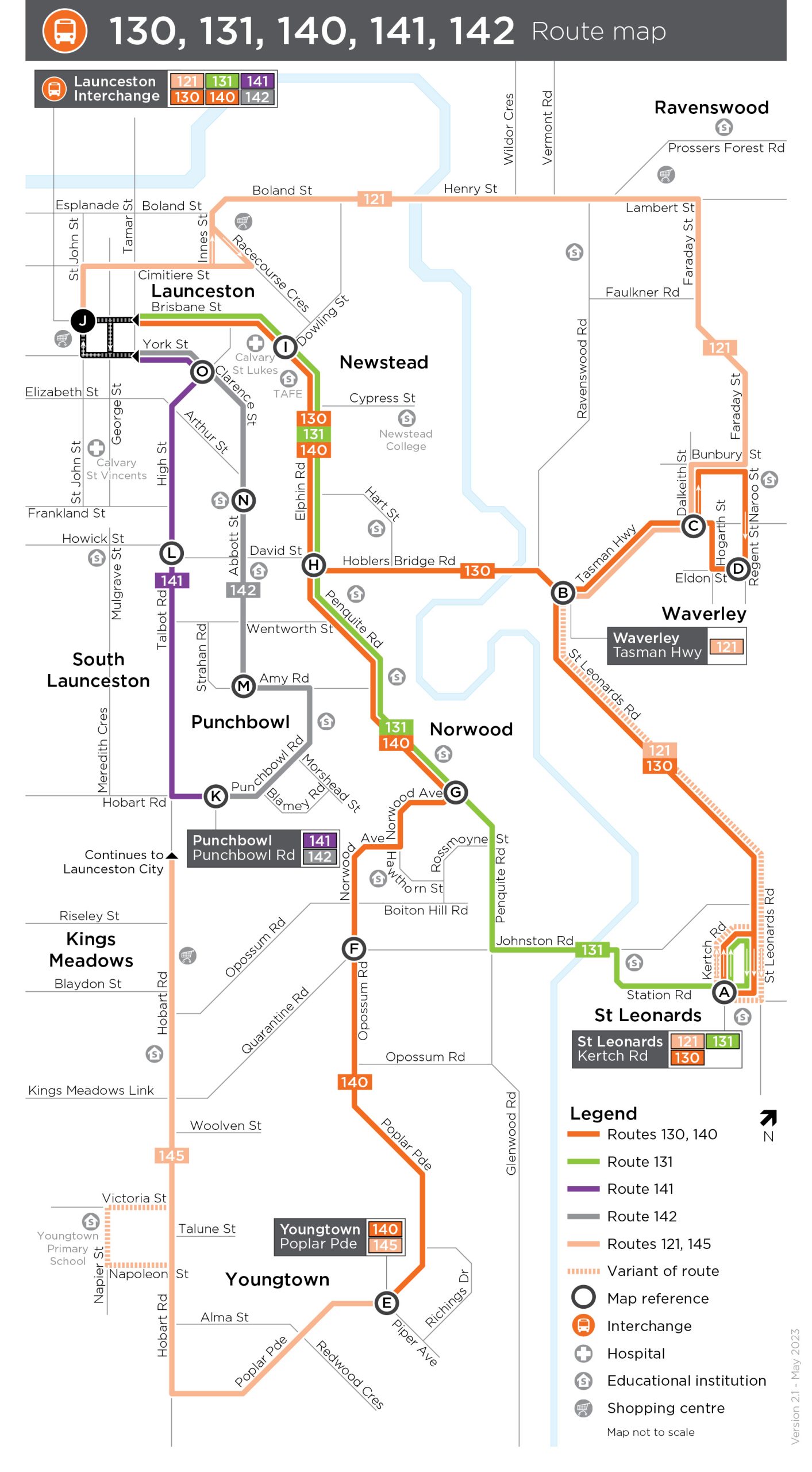 A map of the bus route