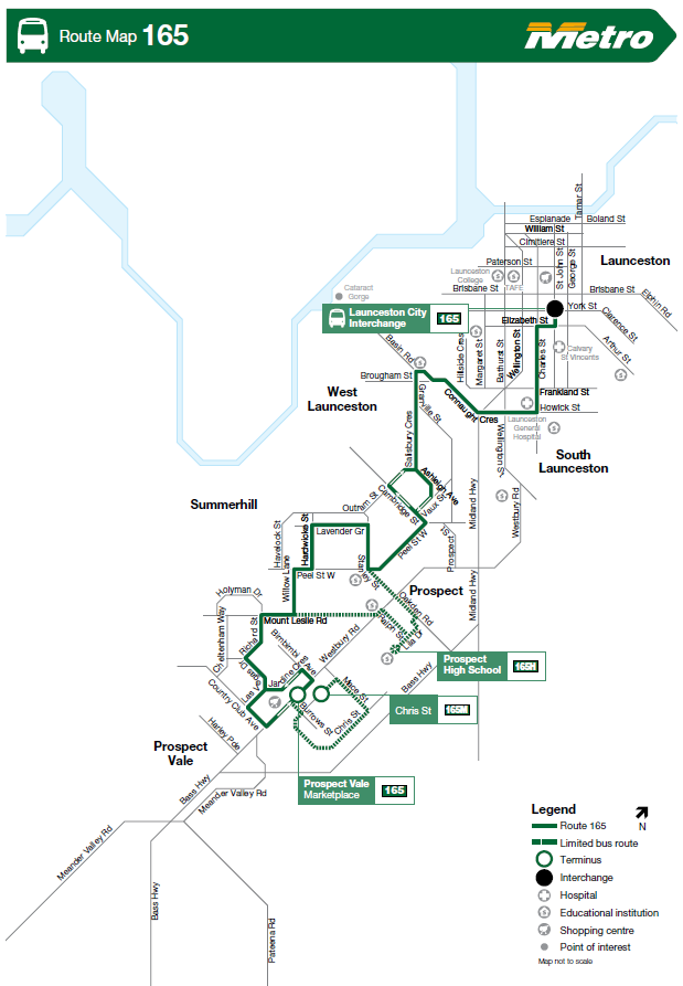 A map of the bus route
